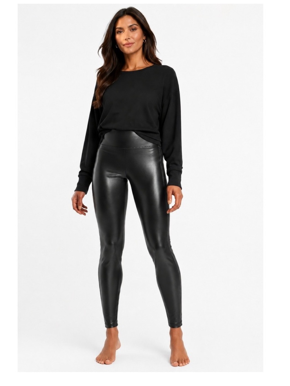 Athleta Delancey Shine High Rise Gleam Black Legging Faux Leather LT Tall